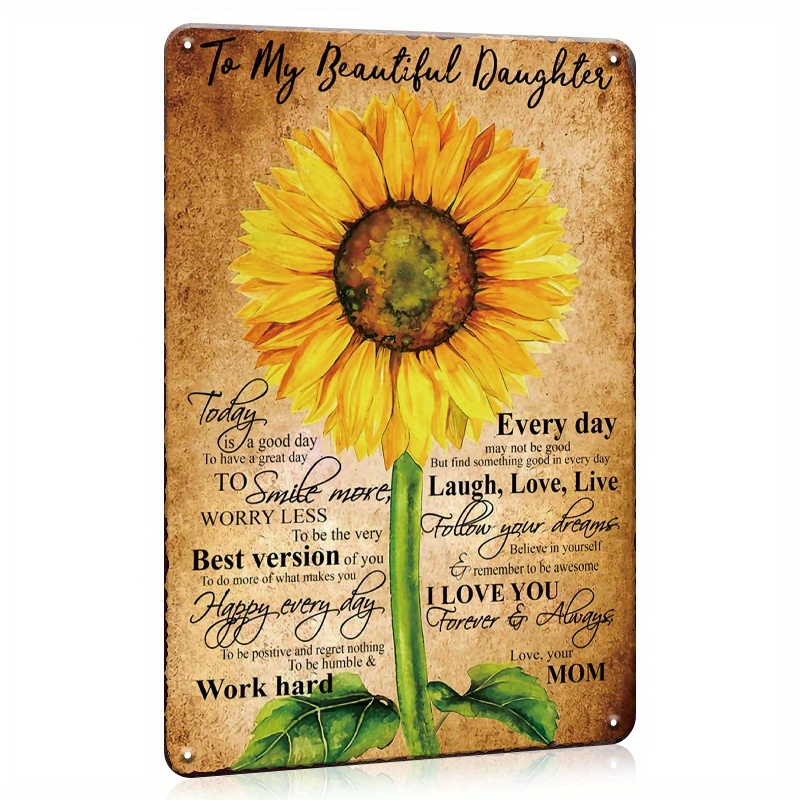  Póster personalizado de girasol hija de mamá mensaje Love  Canvas Deco Art enmarcado (11 x 14) : Hogar y Cocina