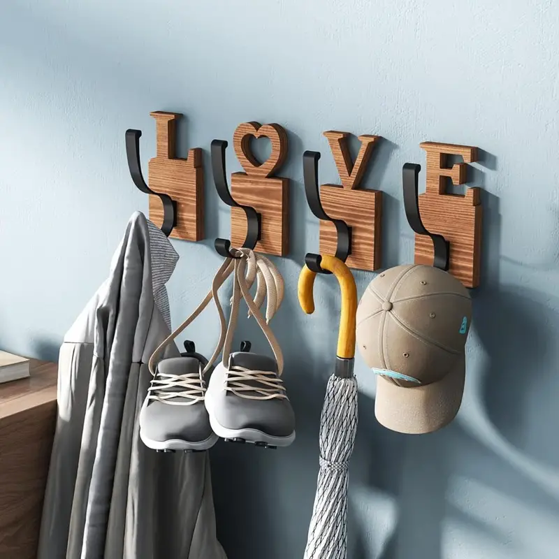 Coat Hooks For Wall Wood Hooks For Hanging With Love - Temu