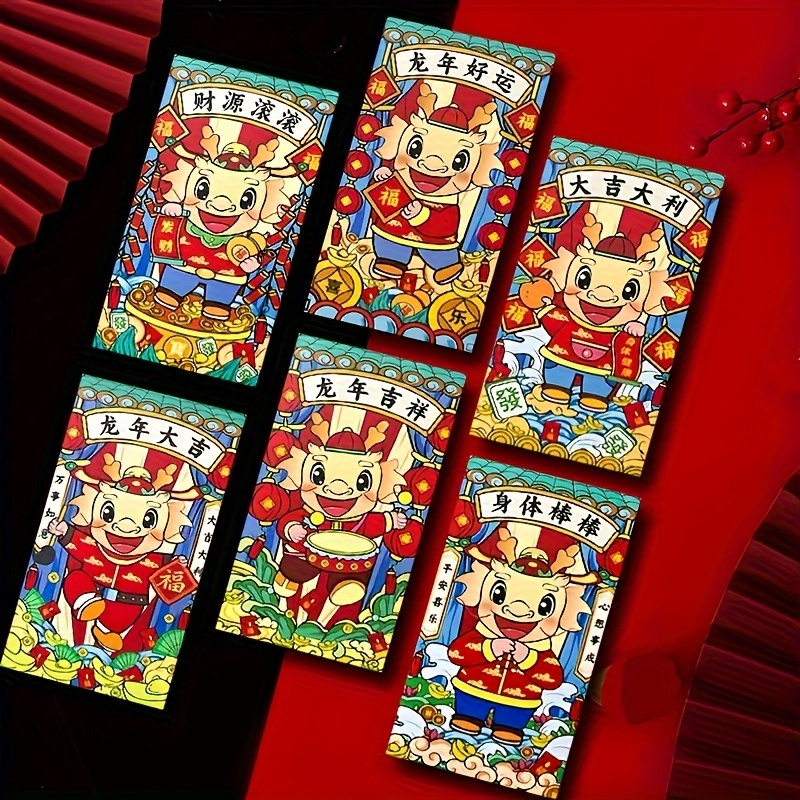 Red Envelopes,Chinese New Year Cartoon Red Envelope,Chinese Lunar Year Cute  Lucky red Packets,Lucky Pattern Hongbao Kids Spring Festival Gifts,Red  Envelopes Bags Red pocket Party