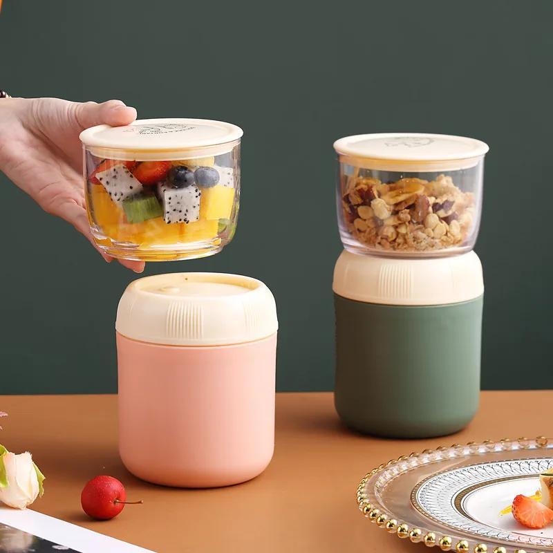 Yogurt Container, Cereal to Go Container Portable Cereal and Milk  Container, Yogurt Parfait Cups with Lids Reusable, Leak-Proof Insulated  Food Jar
