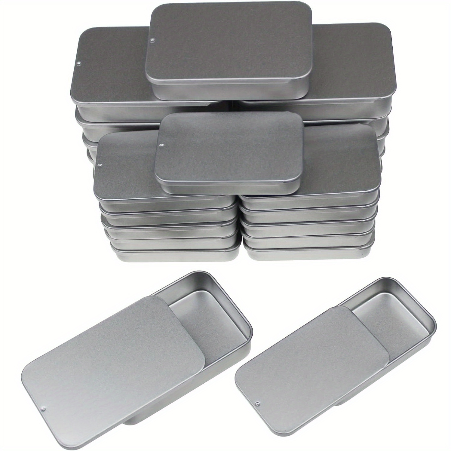 TEHAUX 40 Pcs Boxes Tin Box Small Tins with Lids Small Empty Storage Cubes  with Lid Wedding Metal Rectangular Tin Rectangular Hinged Tins Containers