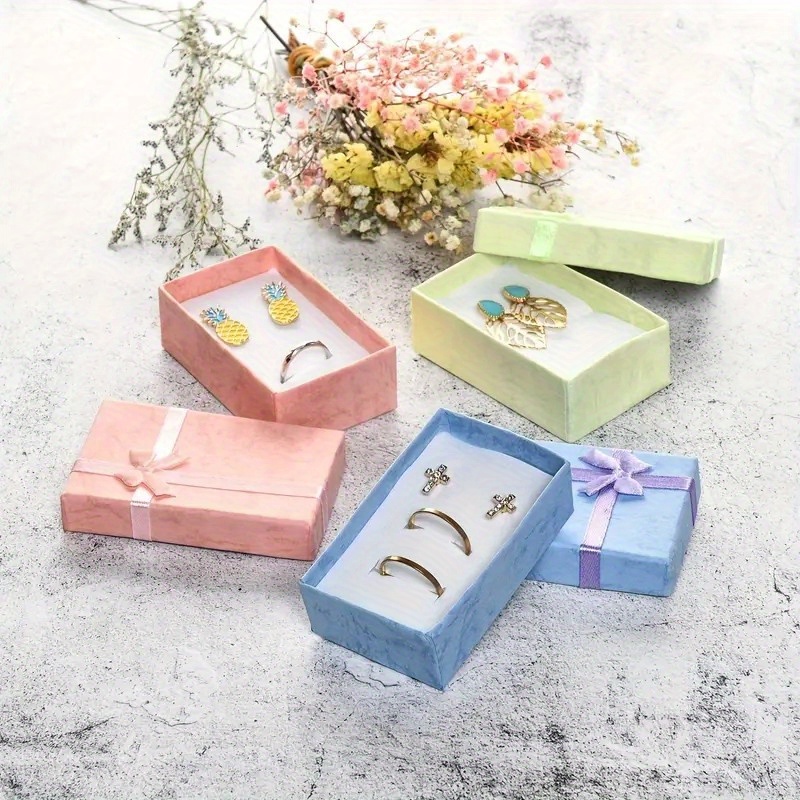 48 Pcs Jewelry Gift Box Set Cardboard Paper Jewelry Boxes with Ribbons  Bowknot Assorted Earring Necklaces Ring Boxes Jewelry Packaging Gift Cases  for