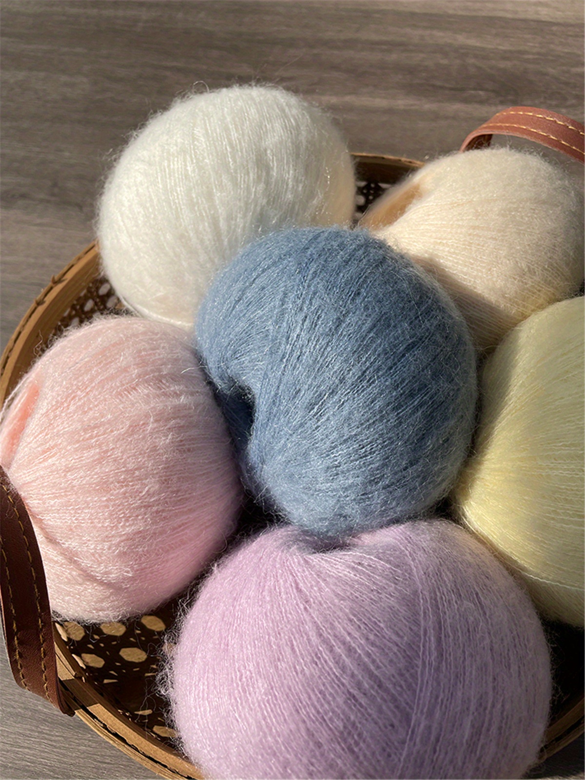  6 Balls Angora Mohair Wool Yarn Soft Fingering Baby Mohair  Cashmere Hand Crochet Yarn for Knitting DIY Scarf Sweater Thread Yarn 300g  (Black)