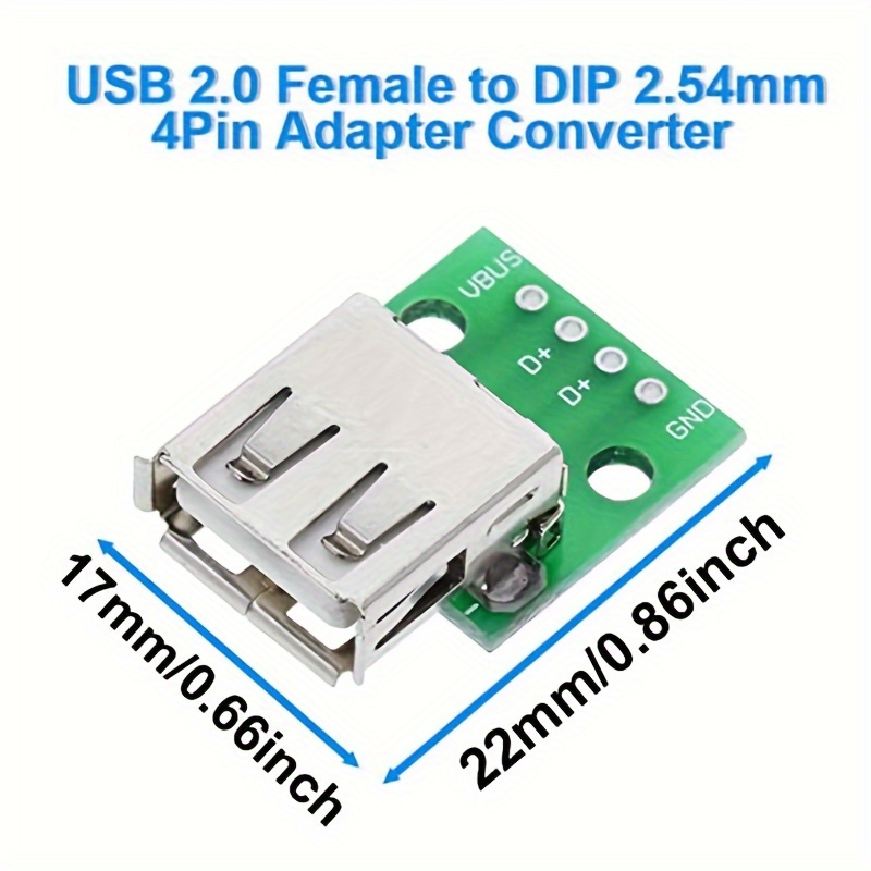 Adaptador Conector USB Tipo B Hembra 2.0 con placa PCB