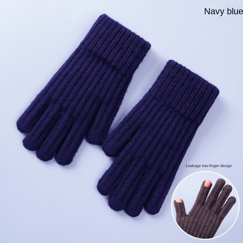 1pair Knitted Fingerless Gloves For Women, Warm Soft Lined