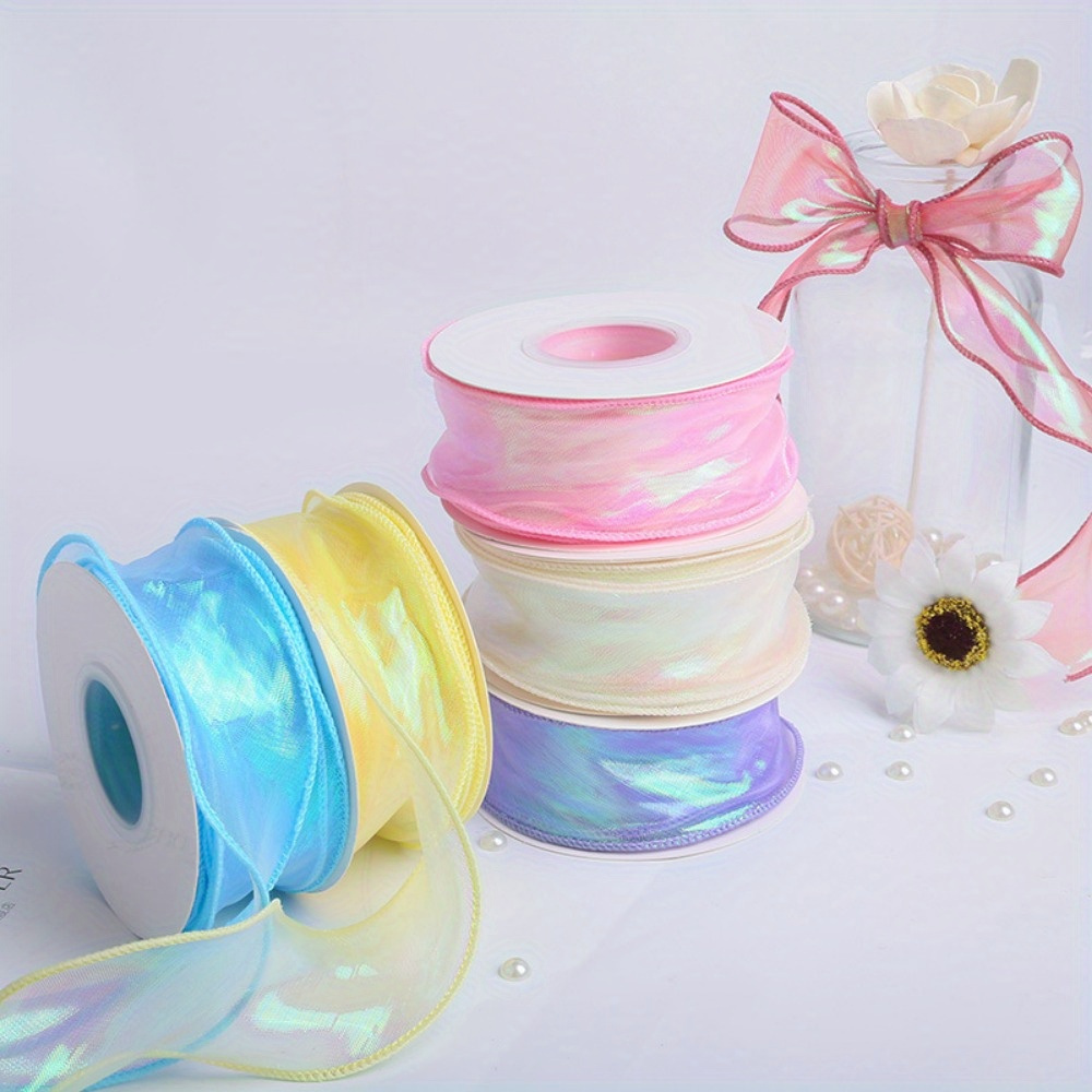 10Yards 4CM Luxury Iridescent Fishtail Yarn Ribbons Flowers Bouquet  Packaging Organza Ribbon Gift Christmas Wedding Decorations - AliExpress