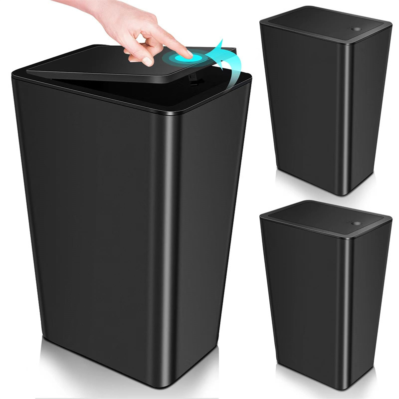 mDesign - Cubo de basura de 2,6 galones de perfil delgado con escalón de  metal, papelera, contenedor de basura, baño, tocador, dormitorio, cocina