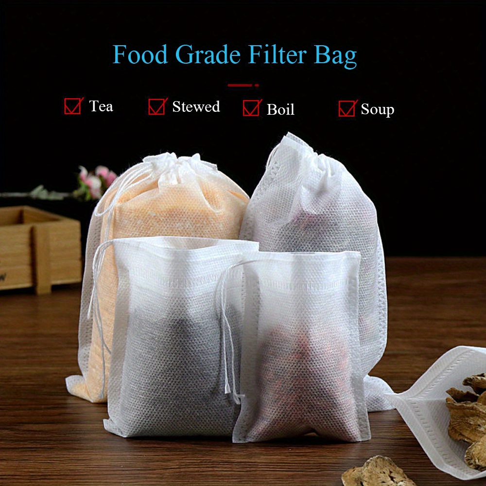 100pcs Tea Bags Non-woven Fabric Tea Filter Bags For Spice Tea Infuser With String Heal Seal Disposable Empty Tea Bags 5x7 Cm