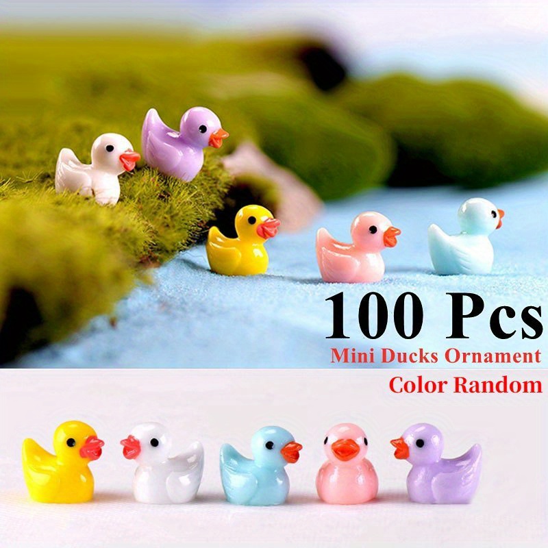 50pcs, Mini Resin Duck, Miniature Tiny Ducks Figures Micro Fairy Garden  Landscape Aquarium Dollhouse Ornament Potted Plants Decoration DIY Slime  Charm