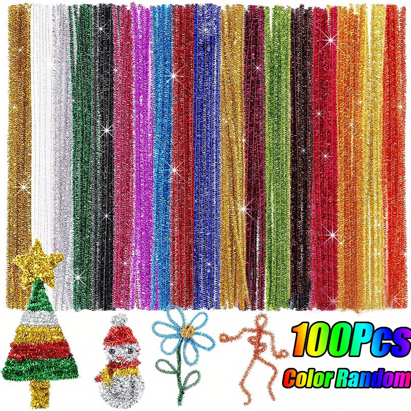 80pcs Christmas Colored Fluffy Sticks Diy Flower Christmas Tree Badge  Material Chenille Stems With Wiggle Eyes, Wire Pipe Cleaners For Crafts