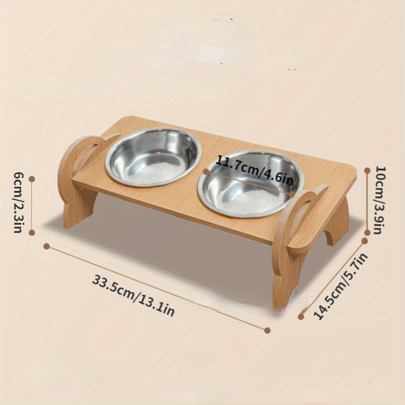 Adjustable Raised Bamboo Cat Bowl Stand Anti leak Pet Feeder - Temu