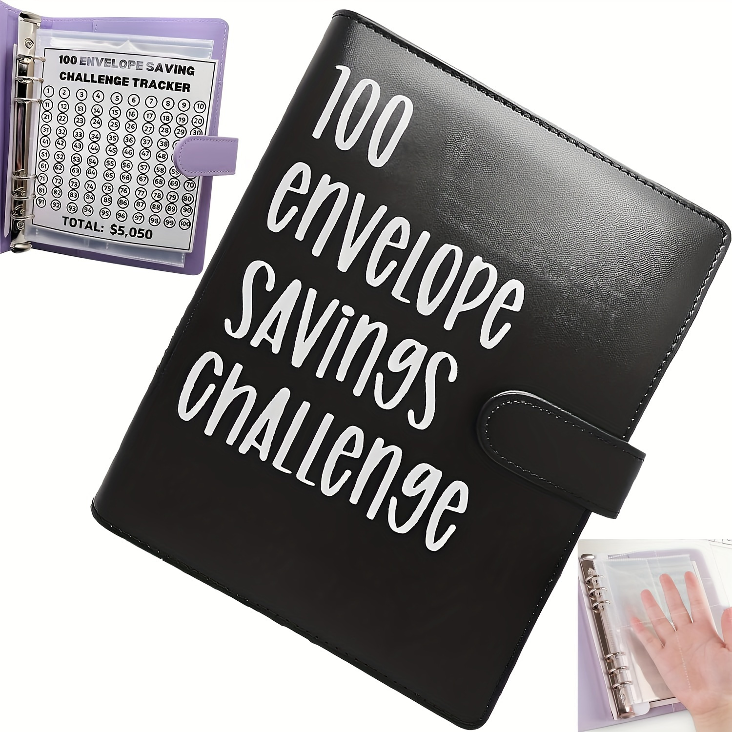 1pc 100 Enveloppes Challenge D'Économies Binder Économisez 5
