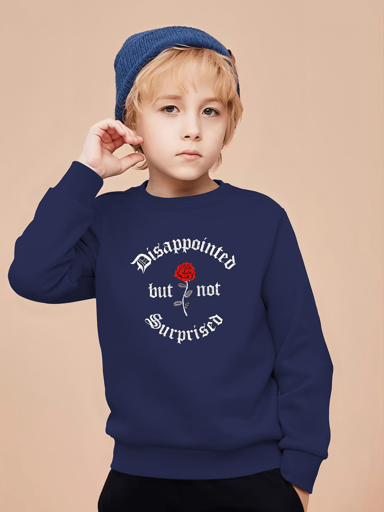 Red Rose Letter Print Boys Casual Creative Pullover Temu