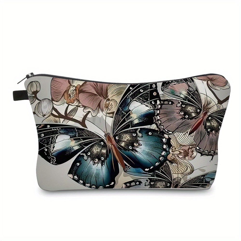 

3d Butterfly Pattern Makeup Bag Travel Cosmetic Bag Storage Bag Portable Clutch Make Up Pouch Toiletry Organizer Purse With Zipper Closure