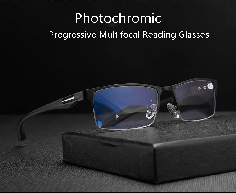 Photochromic Progressive Multifocal Reading Glasses For Men