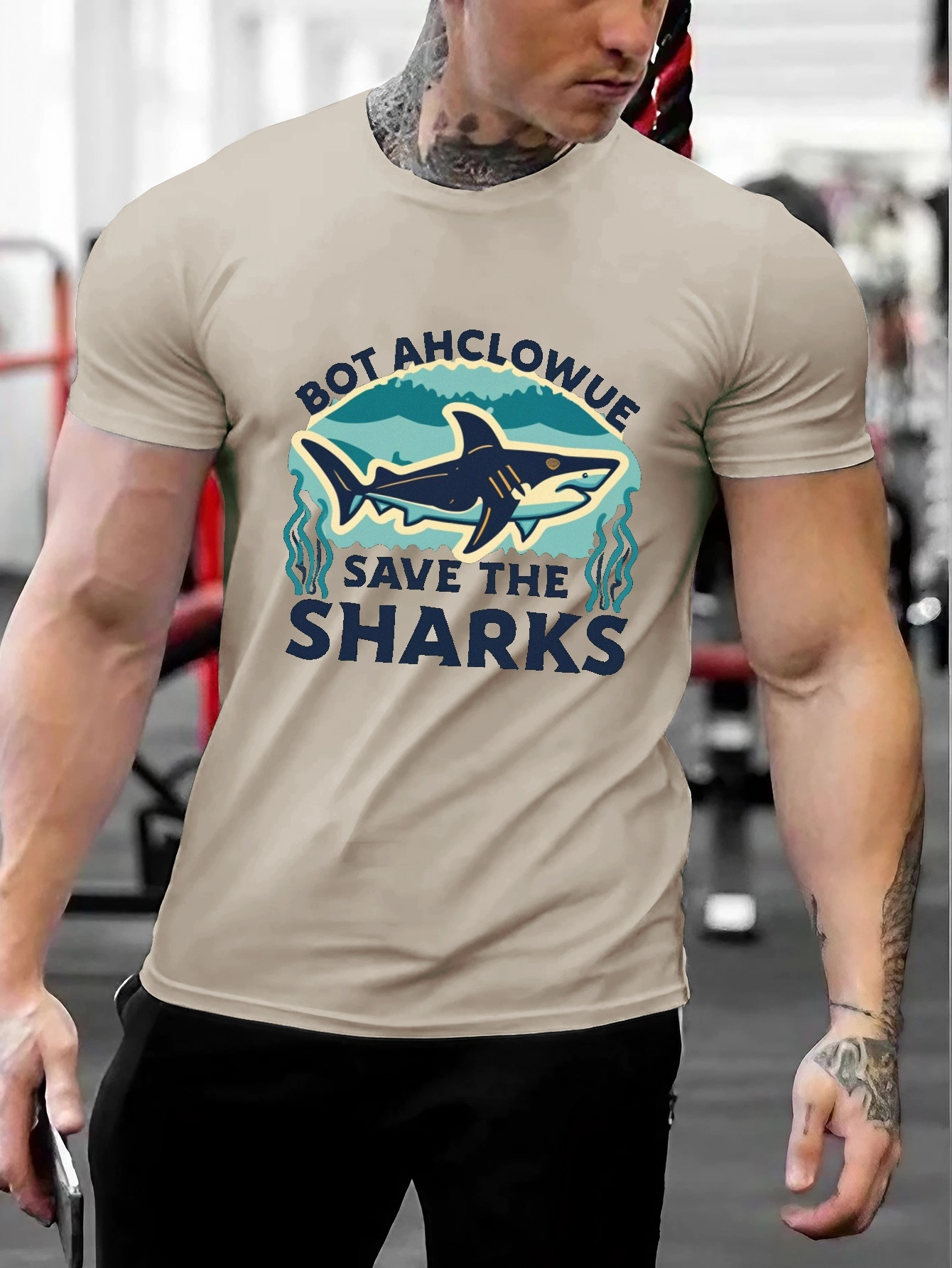 Shark Pattern Plus Size Mens Short Sleeve Comfy T Shirt Temu Canada 6839