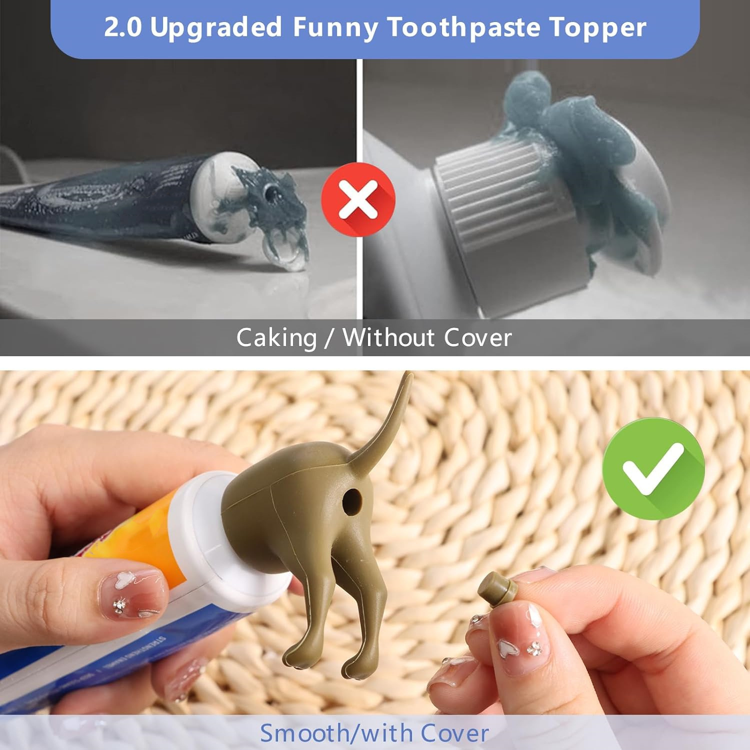 Poop Dog Butt Toothpaste Caps - Toothpaste Salve Holder - Prank Gag Gift