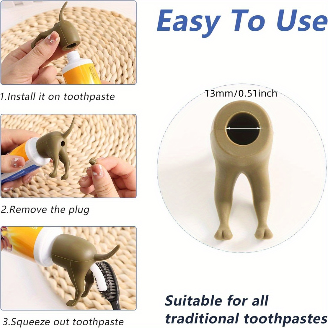 Poop Dog Butt Toothpaste Caps - Toothpaste Salve Holder - Prank Gag Gift