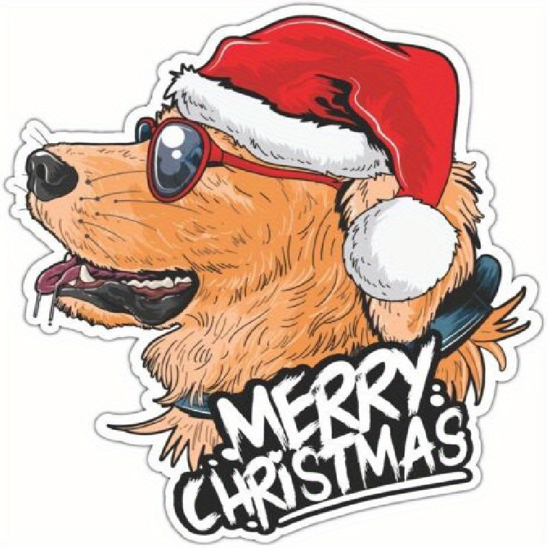 Santa Claus Dog Puppy Cute Golden Retriever Car Bumper Vinyl - Temu ...