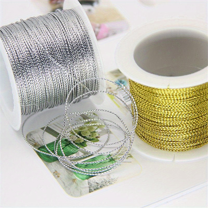Golden Silvery Wire Shiny Thread Hanging Tag Rope Round - Temu