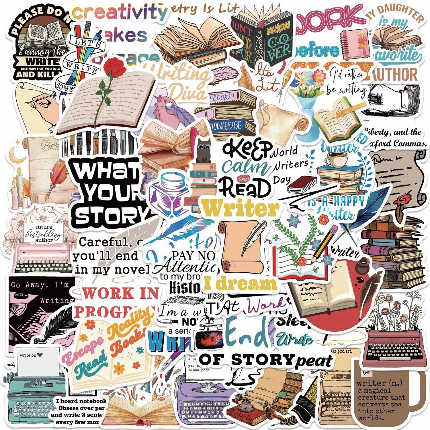 Writer Stickers Writing Stickers Literature Stickers - Temu