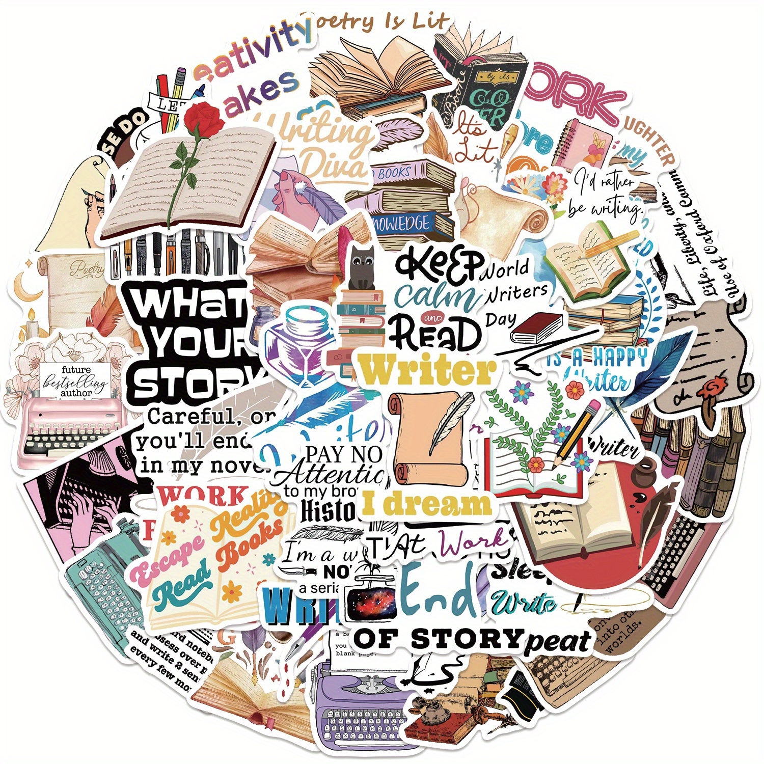 Writer Stickers Writing Stickers Literature Stickers - Temu