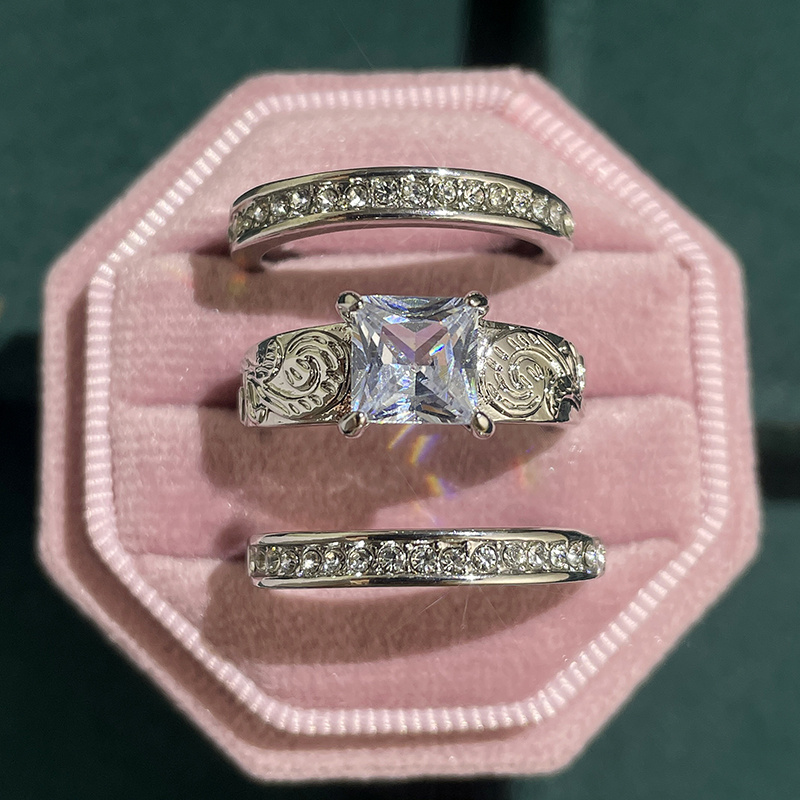 The Taylor Set: Western Wedding Band set, Western Engagement ring, Cow