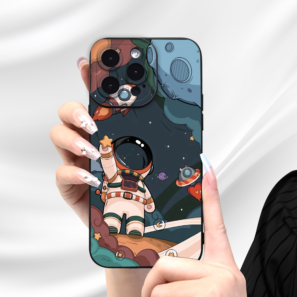 Funda para iPhone Xs Max, diseño de astronauta para mujeres y niñas, diseño  femenino único negro con soporte oculto de astronauta, diseño 6D para