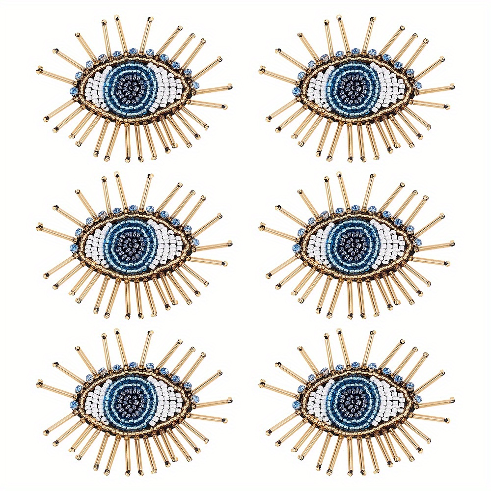 Sequin Evil Eye Patch Large Blue Eyeball IRON-ON SEW-ON Applique Clothing  Decor