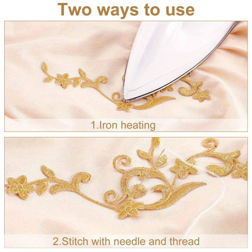 8 Pcs Embroidery Lace Flower Patches Iron on Patches Sew on Patches Golden  Floral Lace Appliques for Wedding Dress Decoration Repair Clothing  Backpacks Jeans Caps 