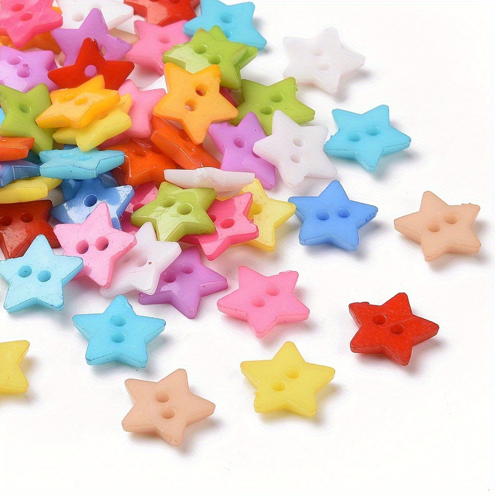 1000Pcs 12mm Acrylic Star Buttons 2 Holes in 1mm Sewing Buttons