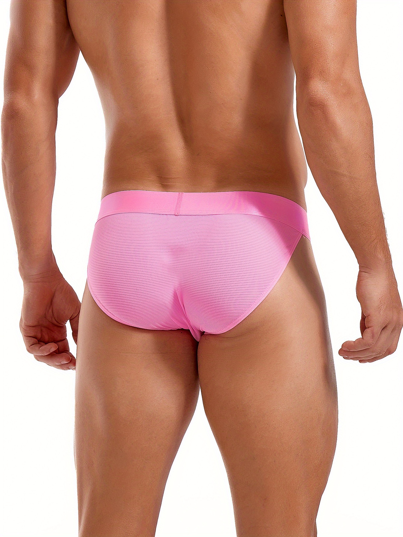 Pink Men Briefs Nylon Spandex Comfy Breathable Low-Waist Underpants Quick  Dry Male Ice Silk Bikini Underwear - AliExpress