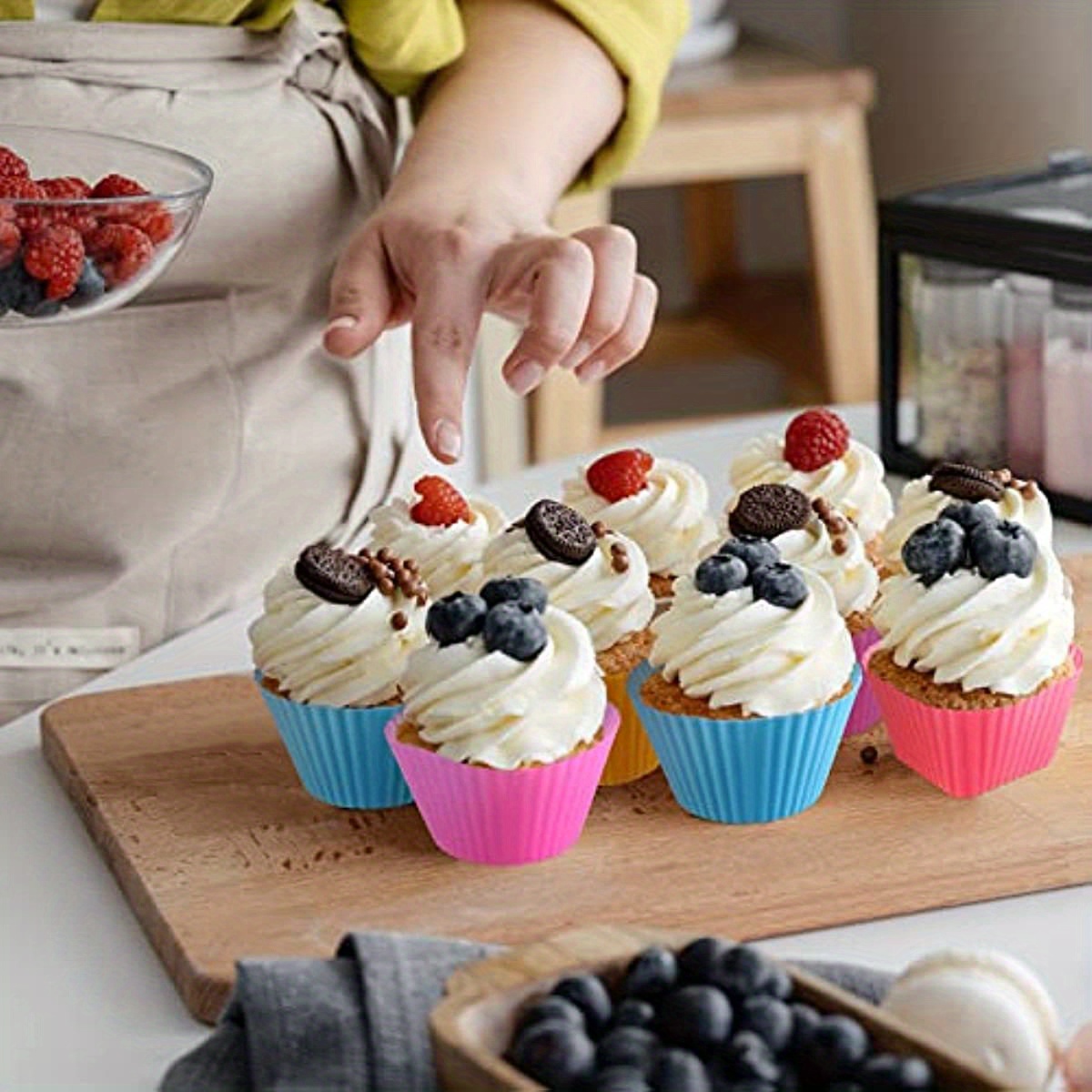 8pcs/Set Silicone Cake Cupcake Bakeware Baking Multiple Shapes