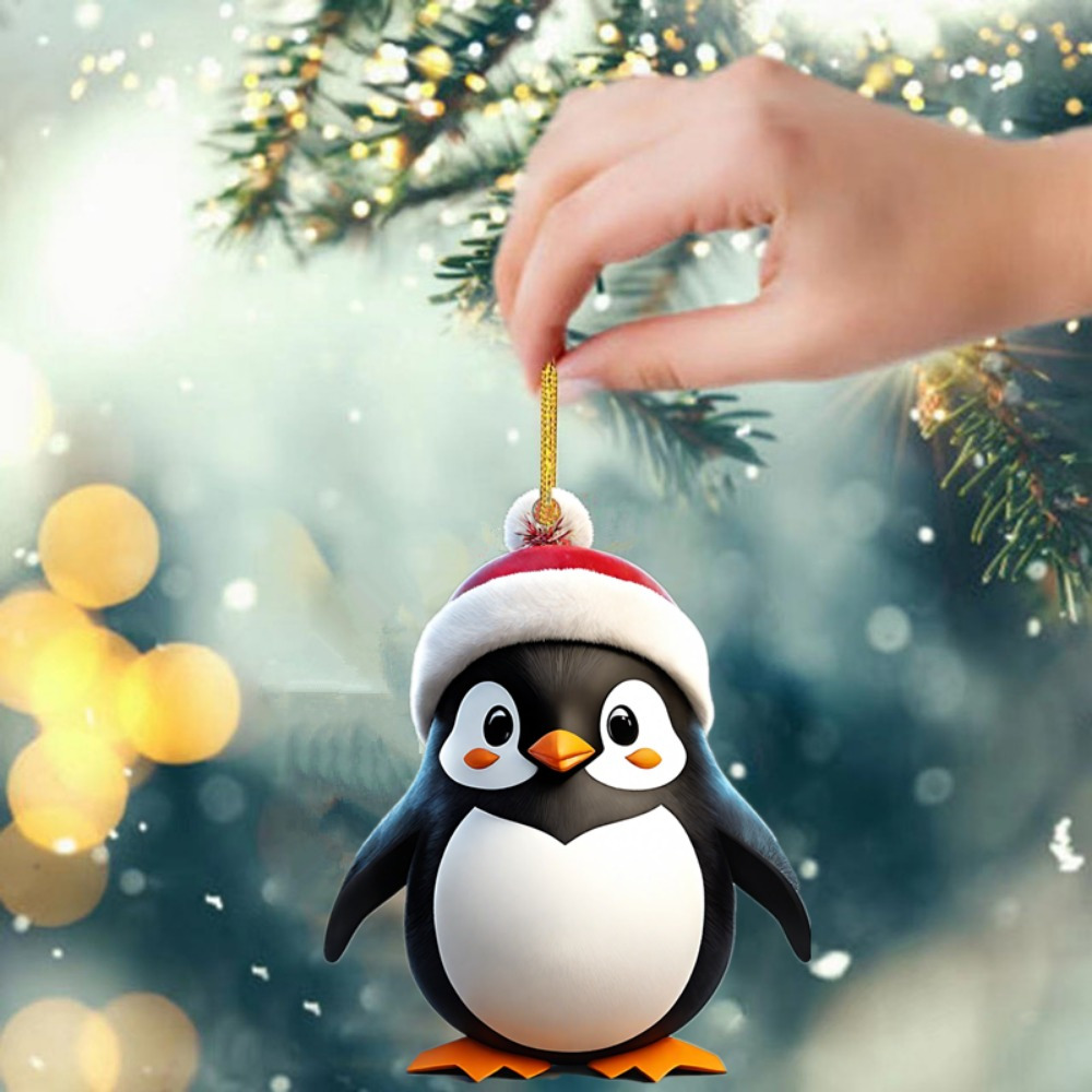 Acryl 2d Niedlicher Pinguin Anhänger Weihnachtsbaum Anhänger