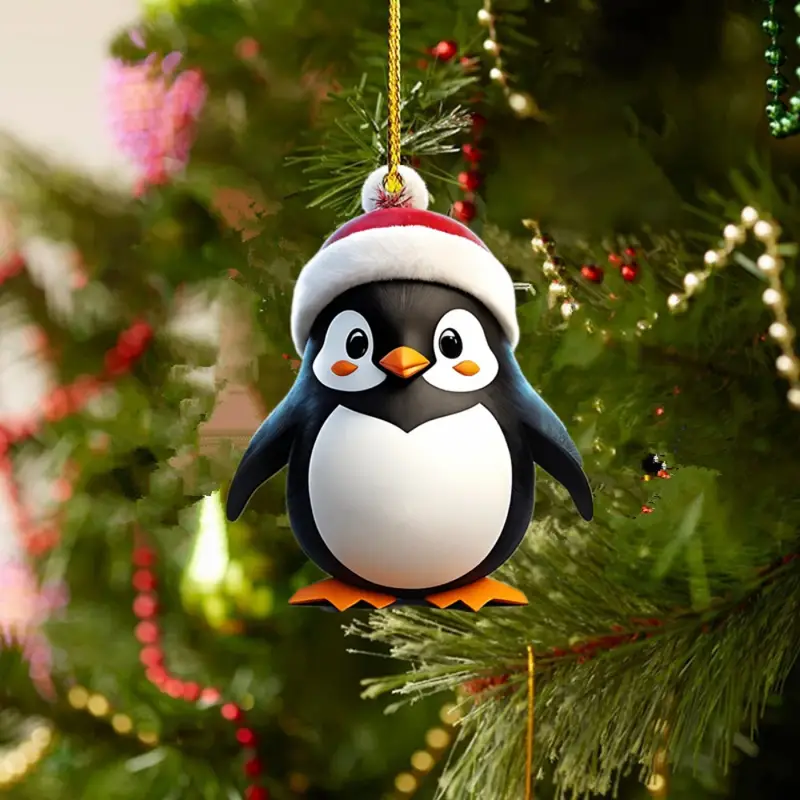 Acryl 2d Niedlicher Pinguin Anhänger Weihnachtsbaum Anhänger