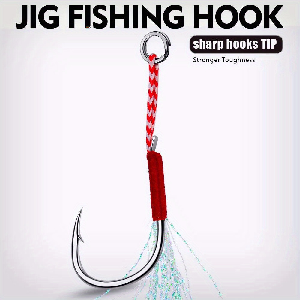 Metal Jig Hooks Assist Double Hooks Barbed Fishing Hooks - Temu United  Kingdom