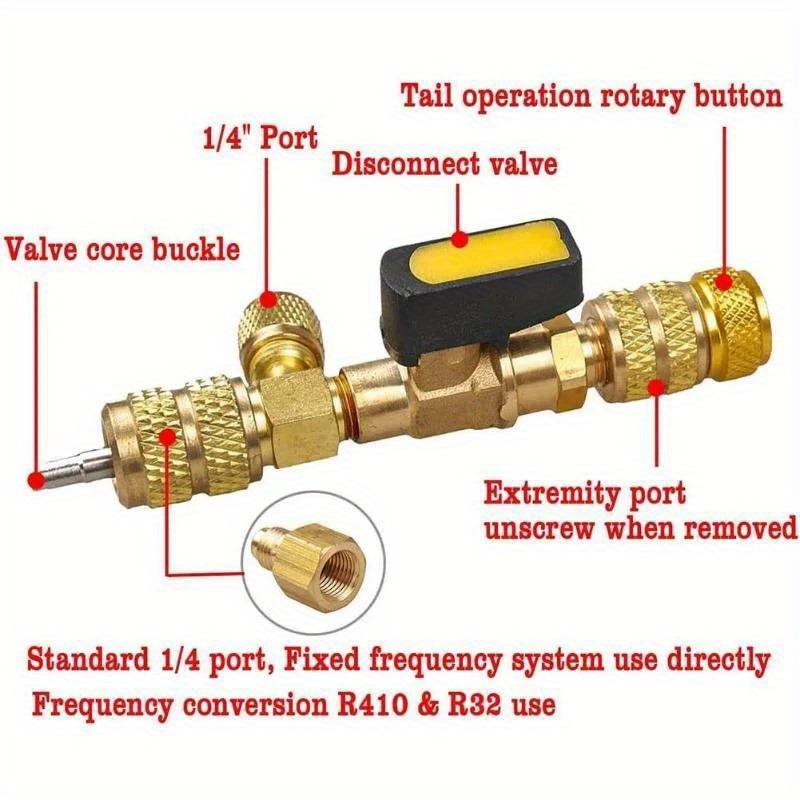 HVAC Valve Core Remover Installer With Dual Size SAE 1/4 & 5/16 Port Air  Conditioning Line Repair Tools For R22 R410A Car Tool