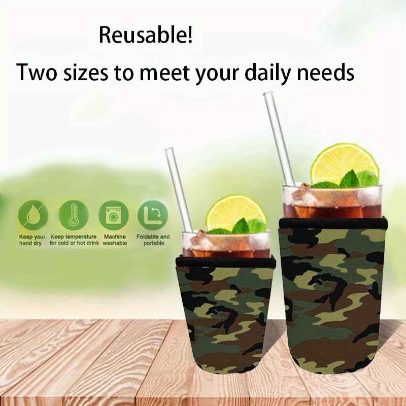 Iced Coffee Cold Soda Insulated Neoprene Cup Sleeve Reusable - Temu