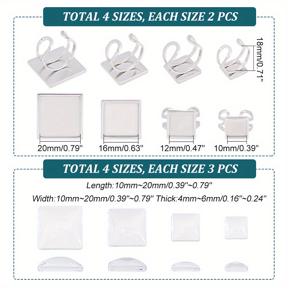 18mm Ring Blanks with Square Bezel Setting