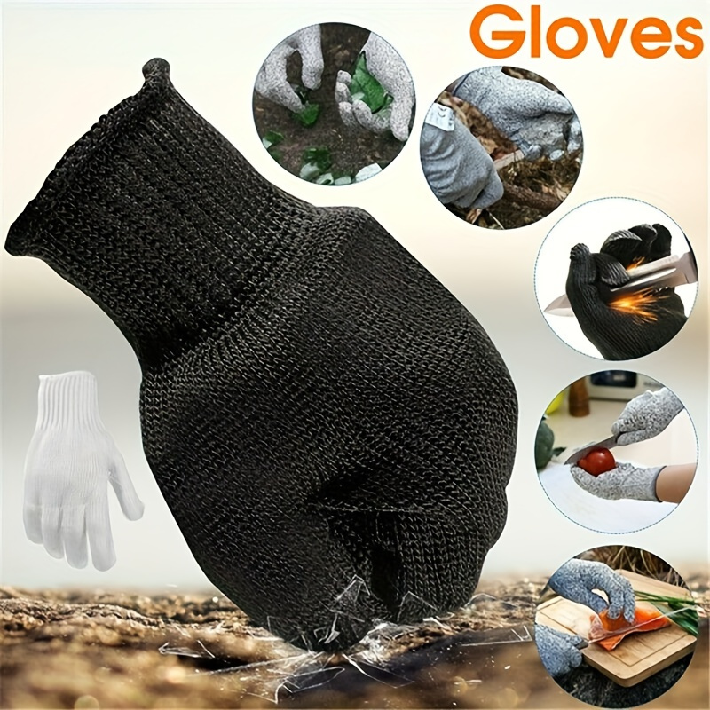 Black Metal Anti cut Gloves Level 5 Stainless Steel Wire - Temu