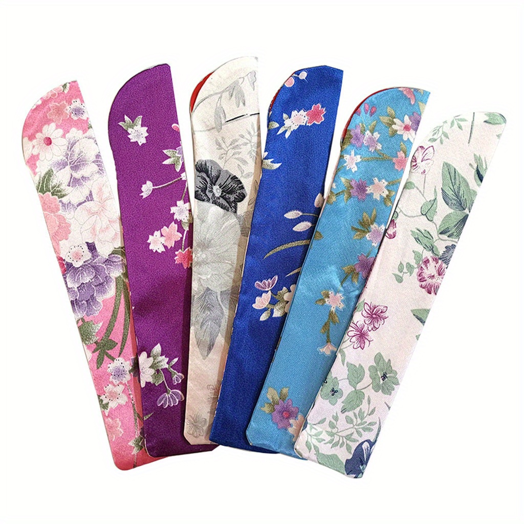 

3-pack/6-pack Silk , Floral Print Fan Pouches, Rectangle Fan Storage Bags For Arts & Crafts, Non-water Resistant Silk Cloth Fan Cases With Unique Closure