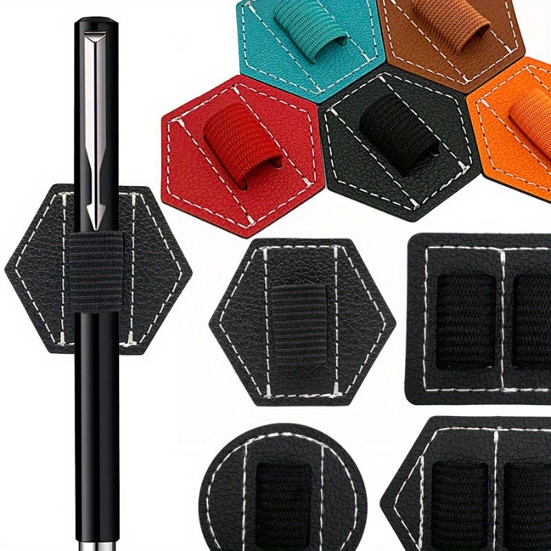 5 Stück kapazitiver Stiftbeutel, selbstklebender Stifthalter, PU-Stiftclip,  Stil: rechteckig, doppelt, schwarz