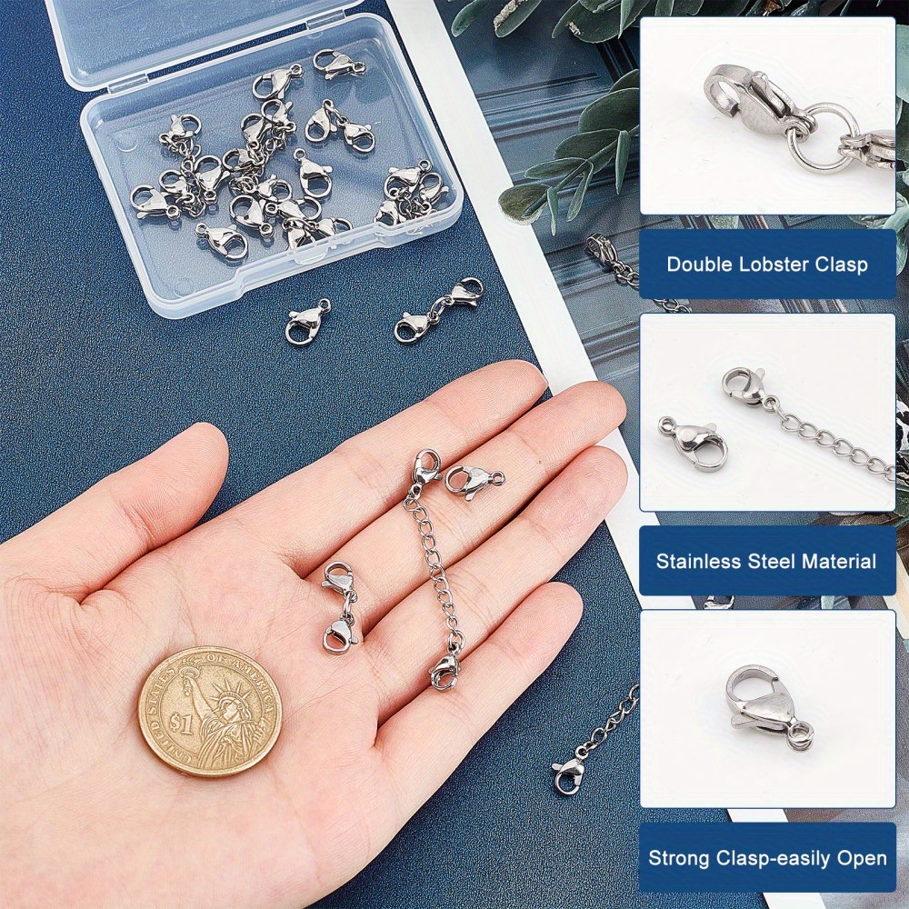 8PCS Double Lobster Clasp Extender, Lobster Clasp Double Opening Lobster  Claw Clasp Jewelry Clasps Open Jump Rings Set Extender Clasps for DIY  Jewelry