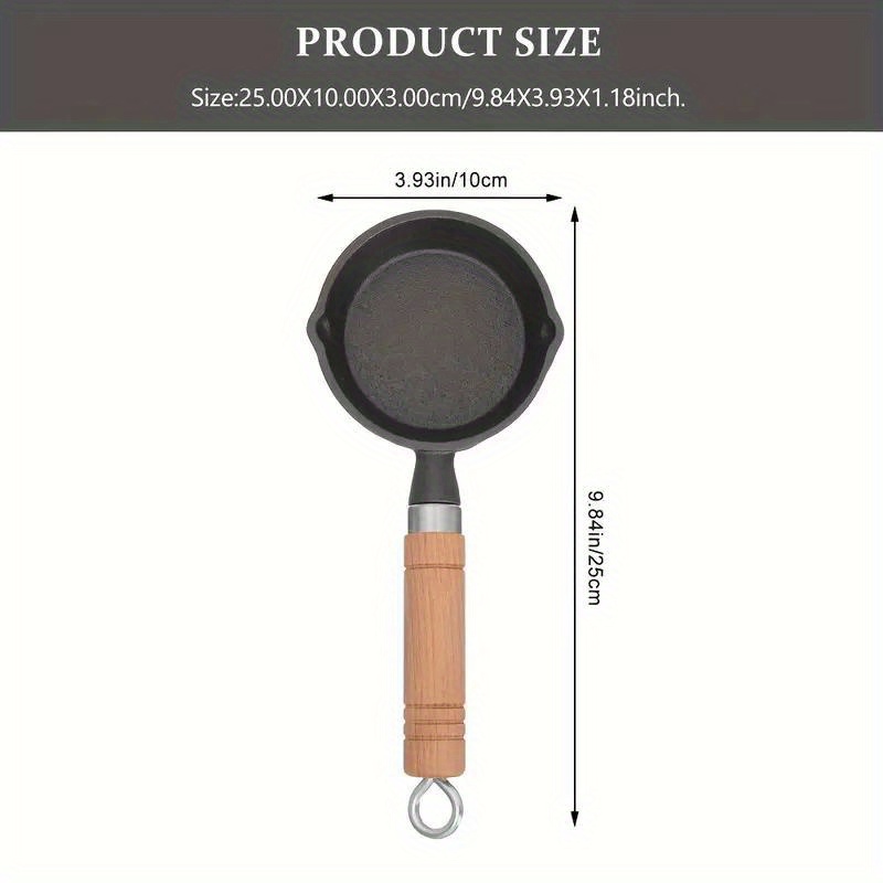 Mini Cast Iron Skillet, Frying Pan With Drip Spouts And Wooden Handle, Single  Egg Frying Pan, Round Mini Frying Pan For Cooking, Baking - Temu