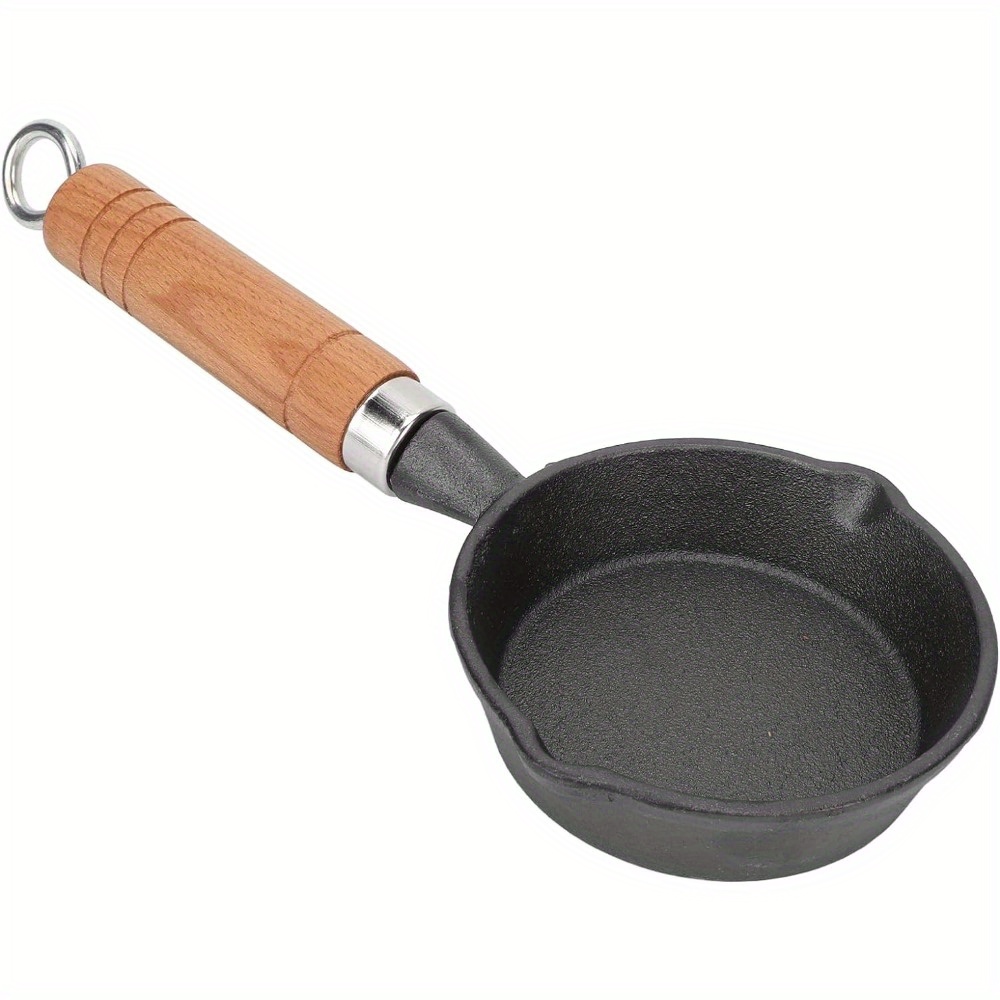 Premium Cast Iron Frying Pan With Wood Handle Length - Temu