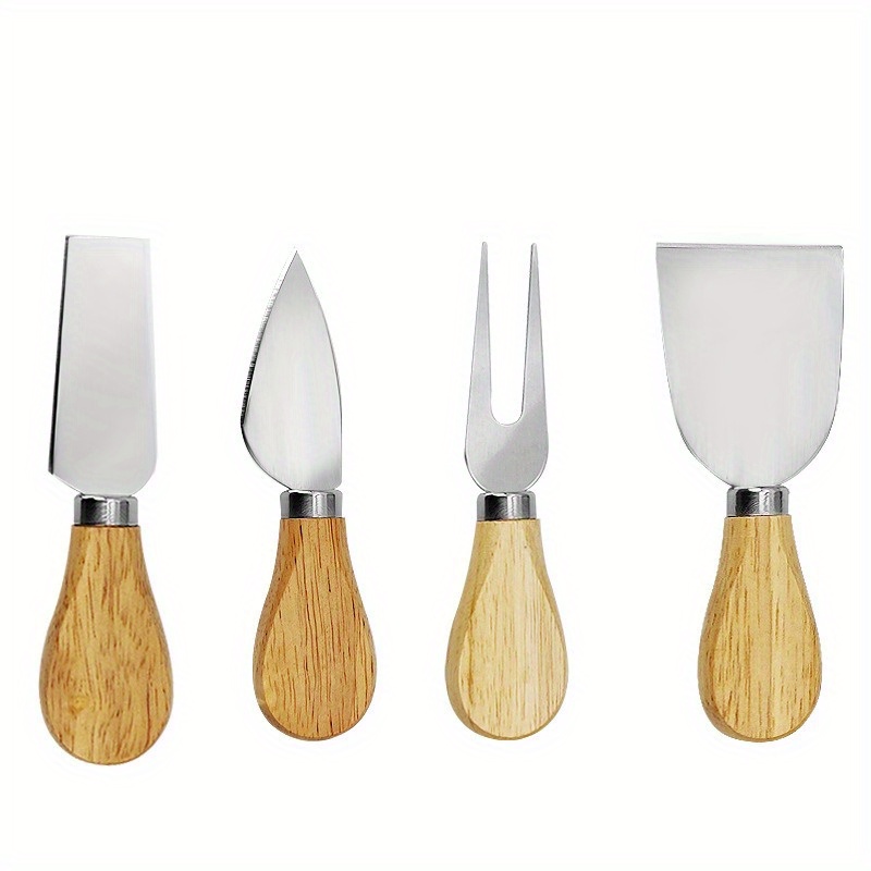 4 Pezzi/set Coltello Formaggio In Acciaio Inossidabile Con Manico In Legno,  Includente Coltello Per Spalmare, Coltello Per Pizza, Taglierino Per  Formaggio