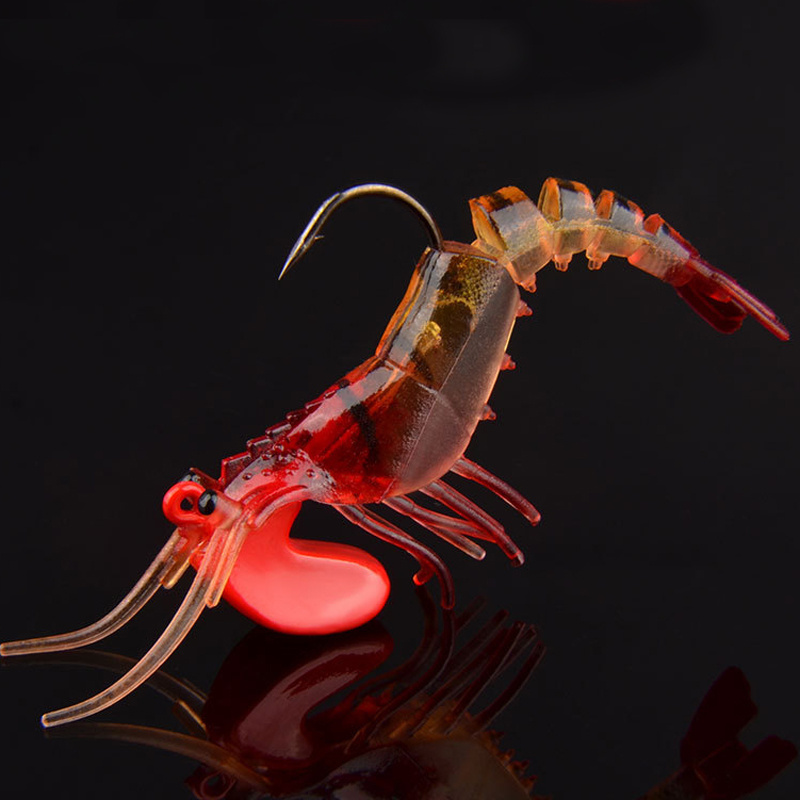 4pcs Soft Shrimp Lures, Luminous Shrimp Set, Fishing Lures With Sharp Hooks  For Freshwater Saltwater