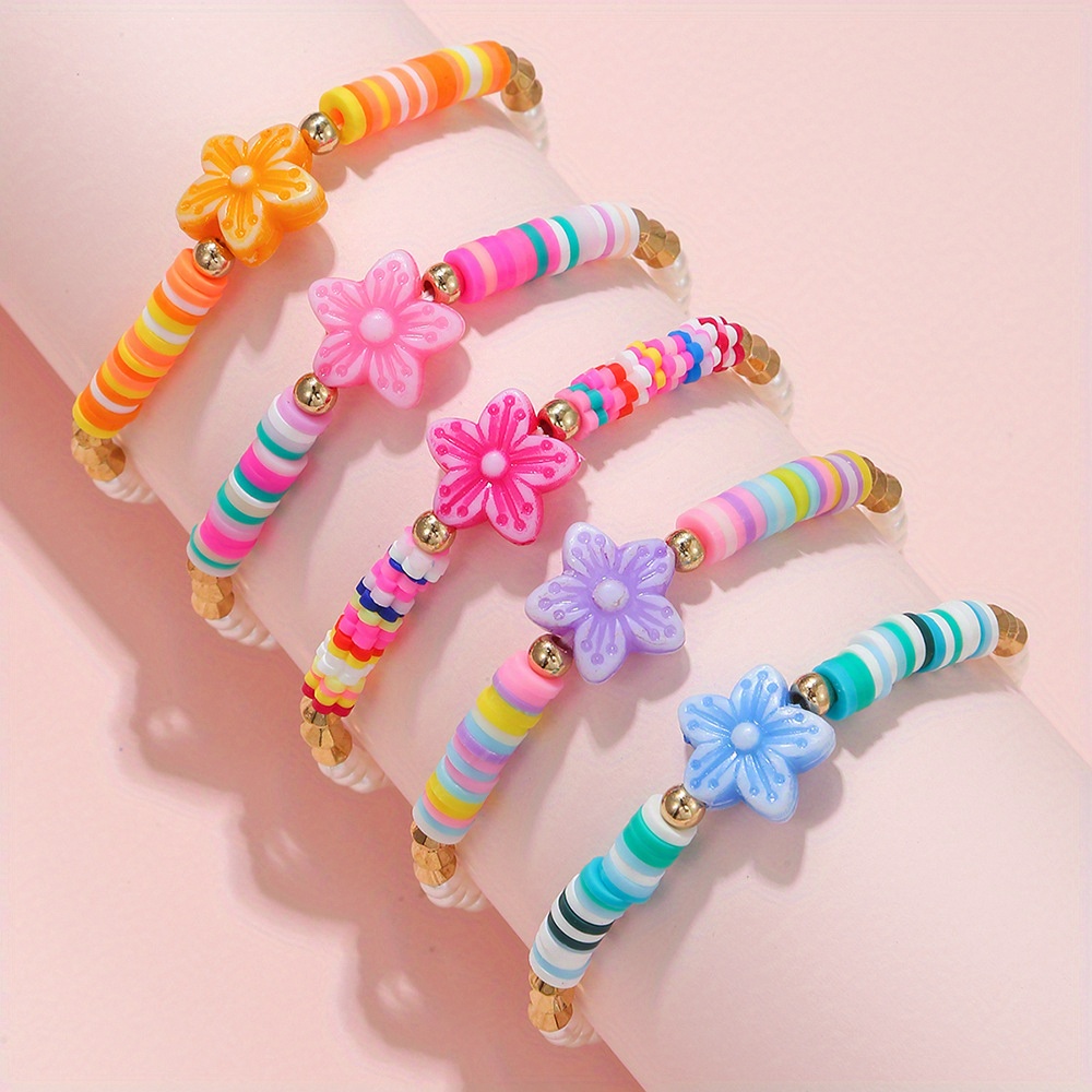Candy Color Clay Beads String Bangle Polymer Clay Beads New - Temu