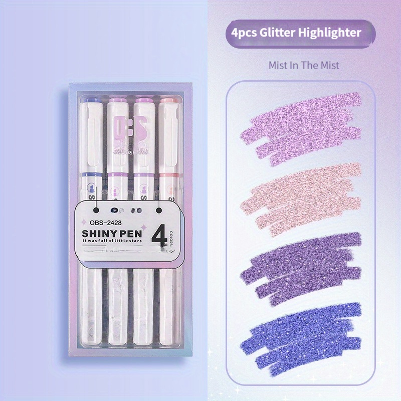 Midliners Highlighters, Anti Smudge Highlighters Cool Glitter Purple  Colorful 10 Piezas Para Oficinas Para Aulas OTVIAP Midliners Highlighters