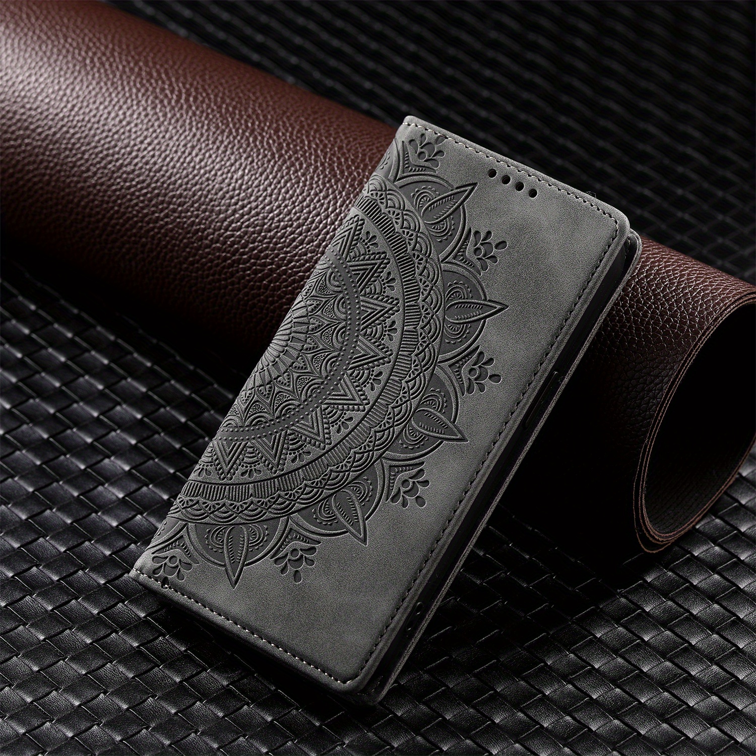 Flower Graphic Flip Wallet Faux Leather Phone Case - Temu